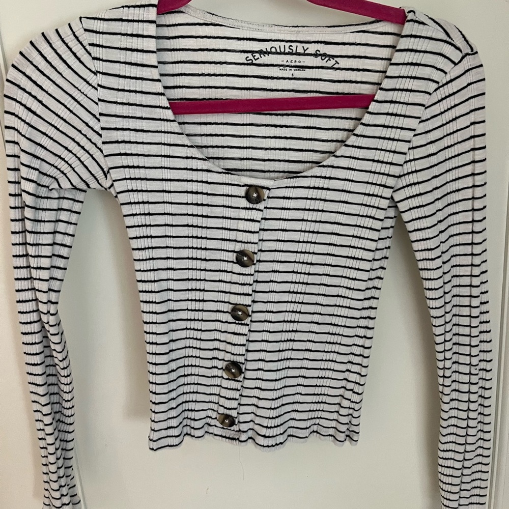Striped long sleeve button shirt, size small, fairly new.